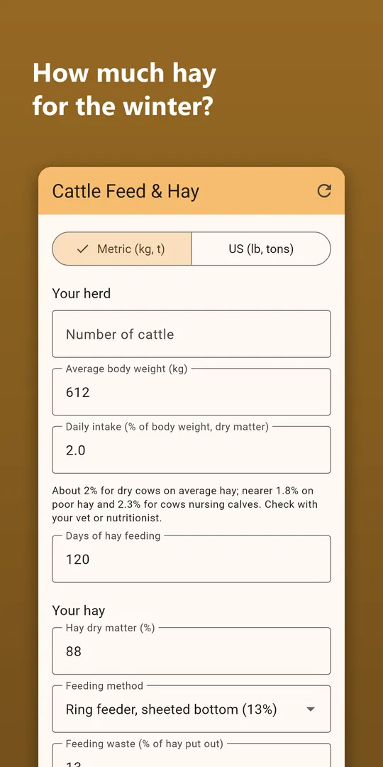 Cattle Feed & Hay Calculator screenshot 1