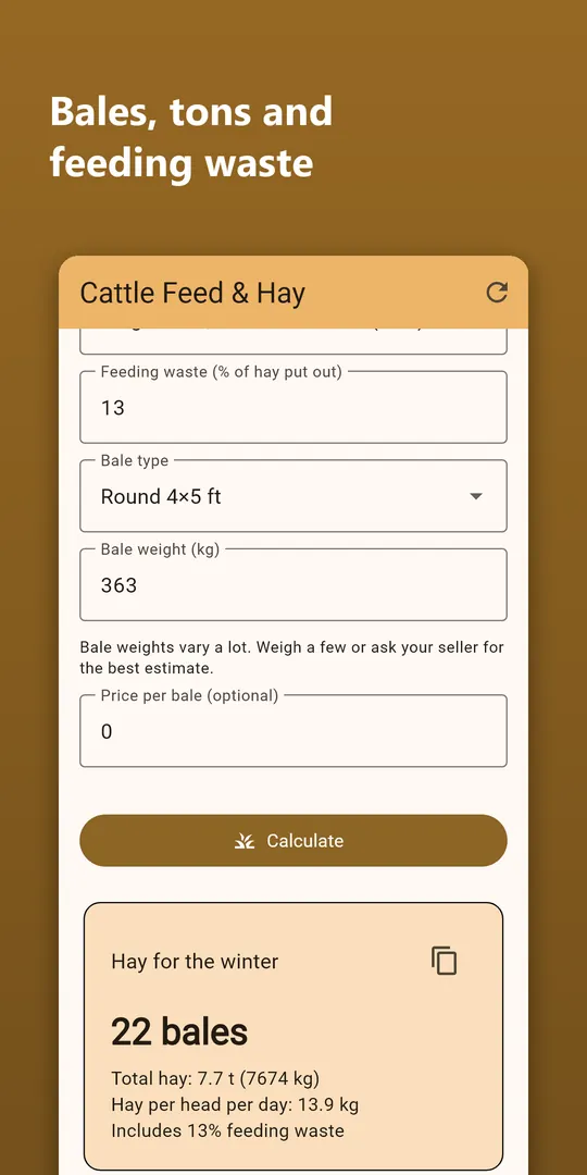 Cattle Feed & Hay Calculator screenshot 2