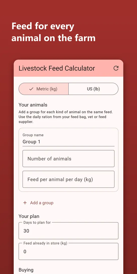 Livestock Feed Calculator screenshot 1