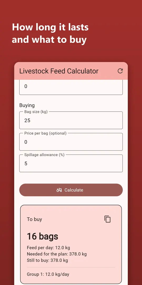 Livestock Feed Calculator screenshot 2