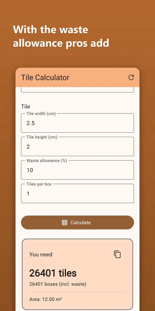 Tile Calculator screenshot 2