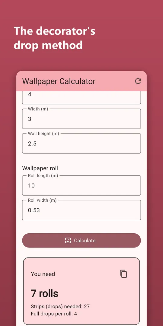 Wallpaper Calculator screenshot 2